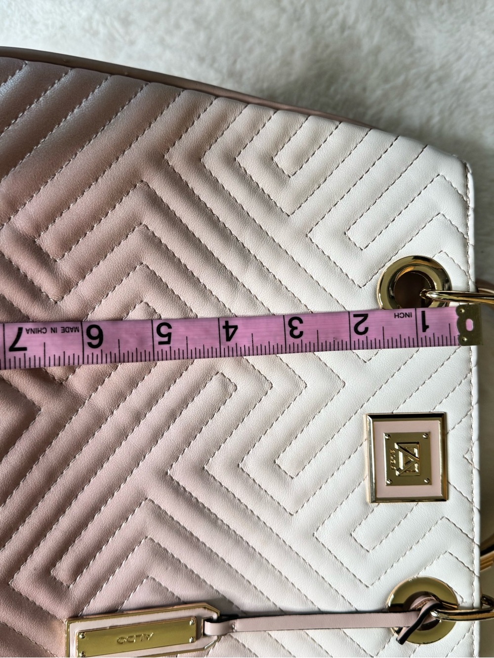 Aldo Blush Ombre Quilted Top Handle Satchel Handbag Gold Hardware - Picture 6 of 9